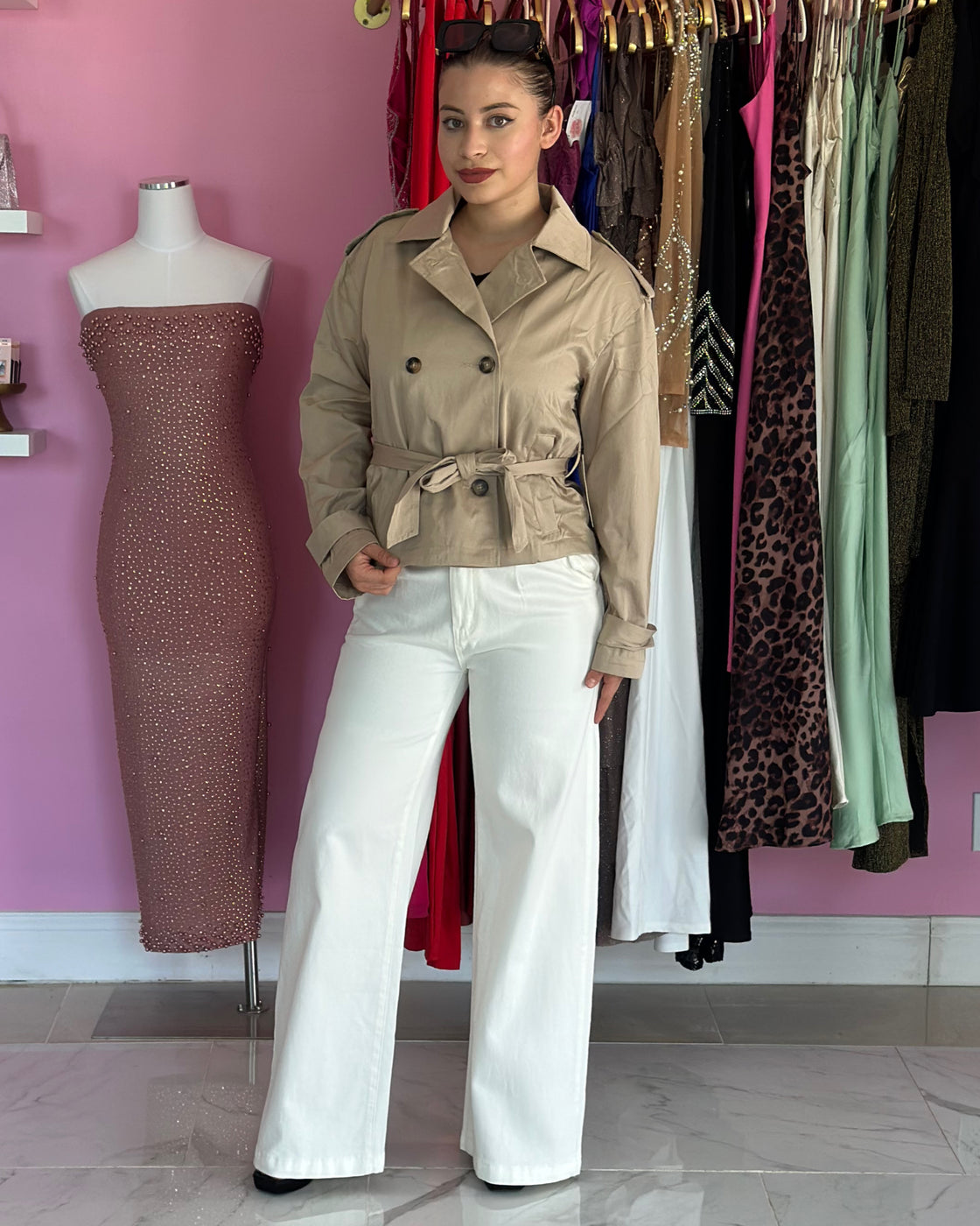 Windy Belted Cropped Trench Coat