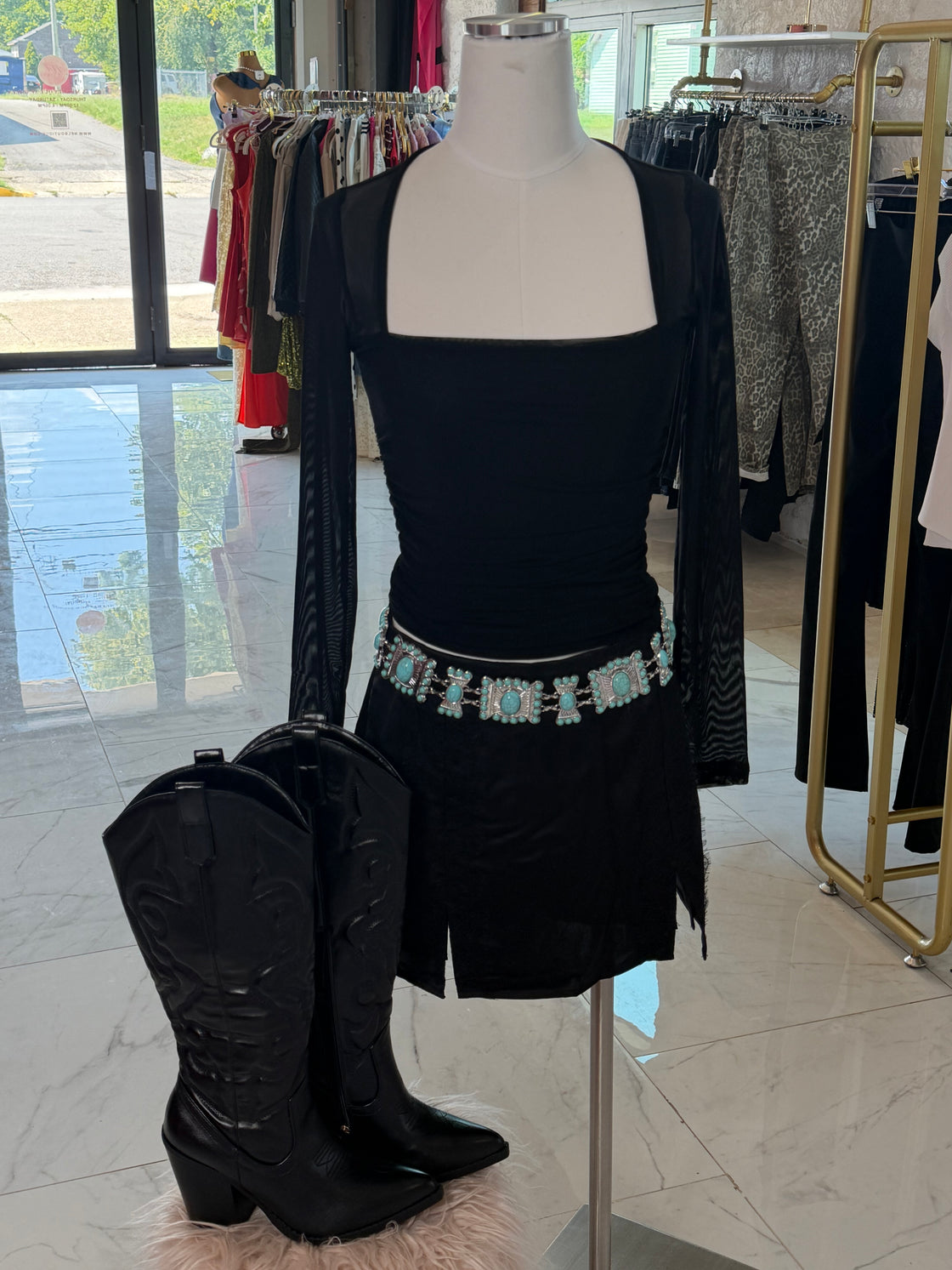 Satin mini skort